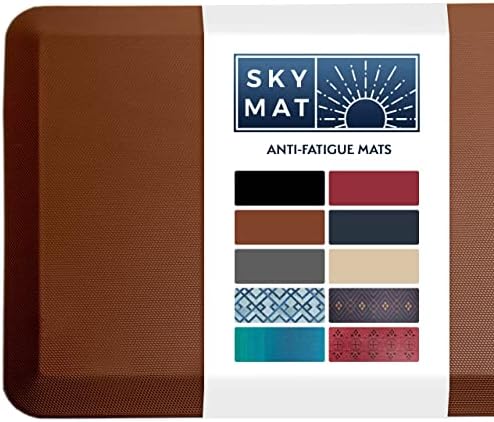 Sky Solutions Anti Fatigue Floor Mat - 3/4" Thick Cushioned Kitchen Rug, Standing Desk Mat - Comfort at Home, Office, Garage - Non Slip, Durable and Stain Resistant (20" x 32", Chocolate Brown)