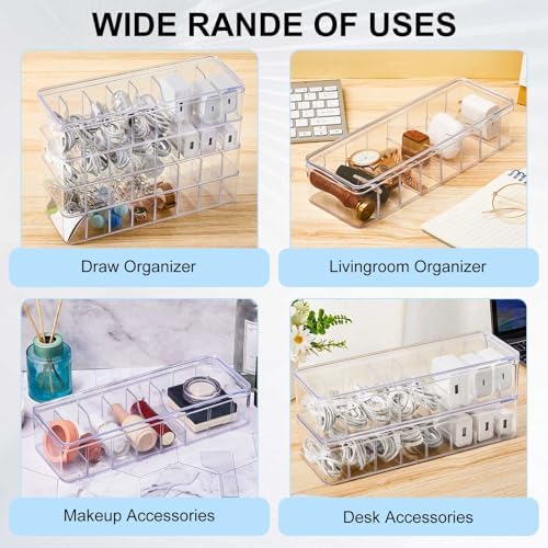Tatuo Cord Organizer Box with Lid, Clear, White, 2 Pack