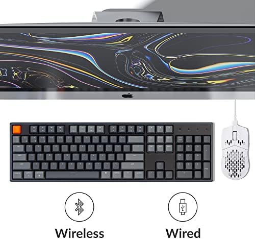 Keychron K10 Full Size 104 Keys Bluetooth Wireless/USB Wired Mechanical Gaming Keyboard with Keychron Super Brown Switch/RGB Backlight/Multitasking Computer Keyboard for Windows/Mac, Aluminum Frame