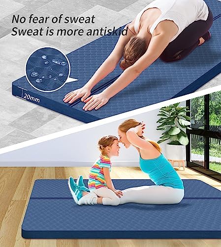 nuveti Large Exercise Mat - 15mm/20mm/30mm Thick Yoga Mat | Workout Mat for Fitness, Yoga, Pilates, Stretching & Floor Exercises for Women & Men with Free Carrying Bag
