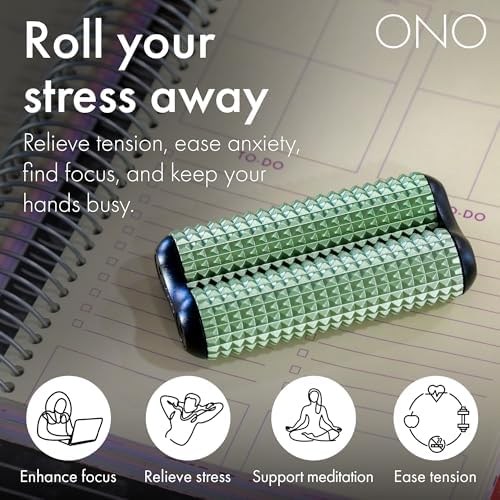 ONO Roller - Handheld Fidget Toy for Adults | Help Relieve Stress, Anxiety, Tension | Promotes Focus, Clarity | Compact, Portable Design (Acupressure, Junior Size - Aluminum)