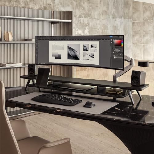Fenge Dual Monitor Stand Riser, Wooden Desk Shelf with 2-Tier Storage