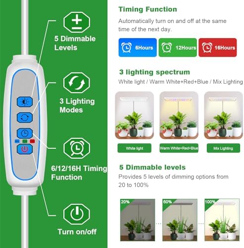 Wiaxulay Grow Lights for Indoor Plants,11in Full Spectrum Plant Light 5V/3A