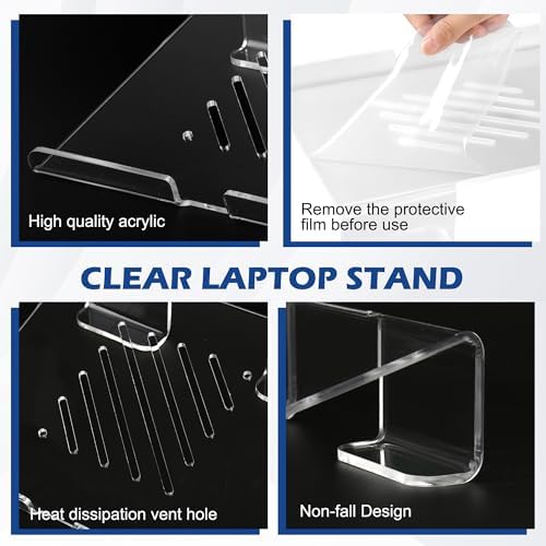 Slim Acrylic Laptop Stand, Portable Ventilated Desktop Riser for Desk, 11-17 Inch