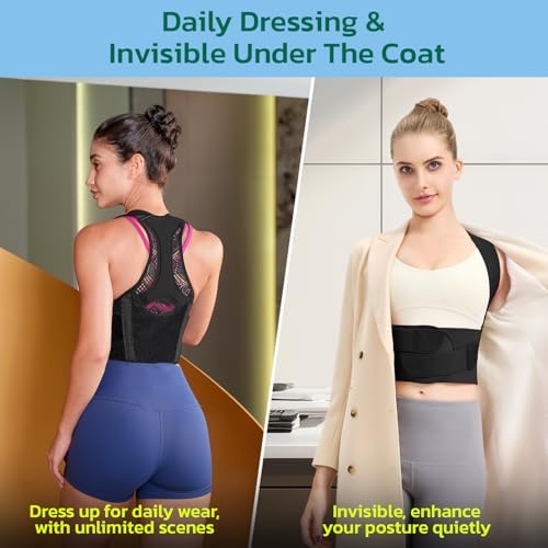 AOFIT Posture Corrector for Women, Upper Back Brace for Pain Relief Blue M