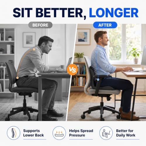 Ergonomic Memory Foam Seat Cushion with Back Support, Office Chair Cushion