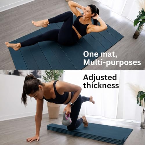 Extra Wide & Large Foldable Yoga Mat, 72" x 48", 6mm/8mm Thick