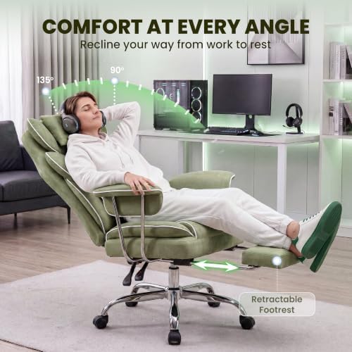 N-GEN GAMING Big and Tall Gaming Chair with Footrest, Reclining Chair,Green