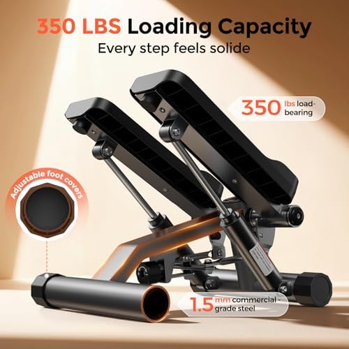 SPORTSROYALS Stair Stepper,Twist/Mini Stepper for Exercise at Home,Step Machine with Resistance Bands for Full Body Workout, 350lbs+ Capacity