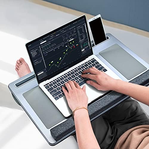 Extra Large Lap Laptop Desk- Home Office Portable LapDesk with Mouse Pad & Wrist Rest for Notebook/MacBook/Tablet, Sofa Bed Working, Writing, Drawing (Carbon Silver, Fit Up to 17-inch Laptops)