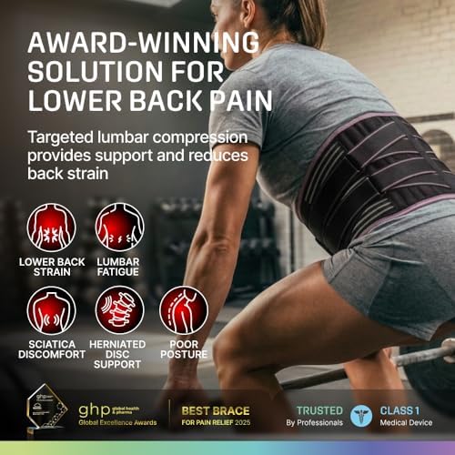 Modvel Back Brace for Lower Back Pain Women and Men – Lumbar Support Belt for Sciatica, Herniated Disc, Muscle Strain – Adjustable Breathable Work Brace with 6 Stays – Support for Posture