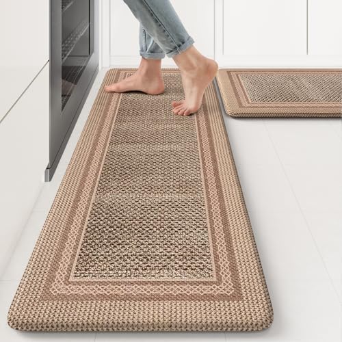 KIMODE Anti Fatigue Kitchen Mats for Floor,Farmhouse Kitchen Rugs Sets of 2