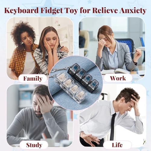 2 Pcs LED Keyboard Fidget Toy, Clicky & Creamy Fidget Clicker Keychain