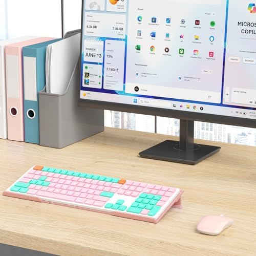 Computer Keyboard Stand for Desktop - 6-Level Height Adjustable Acrylic Keyboard Riser Non-Slip Ergonomic Key Board Tray Holder for Home School Office Desk Accessories, Sparkling Rose Gold