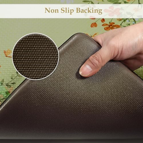 KIMODE Anti Fatigue Kitchen Mat,Sage Green Farmhouse Kitchen Rugs Sets of 2