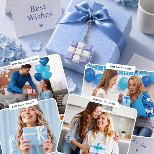Keyboard Fidget Toy, Creamy Fidget Clicker Keyboard Fidget Keychain, Button Fidget Gifts for Adults, Boost Focus & Ease Anxiety Anywhere — Perfect Stress-Relief Gift (3×3 Grid Layout G)