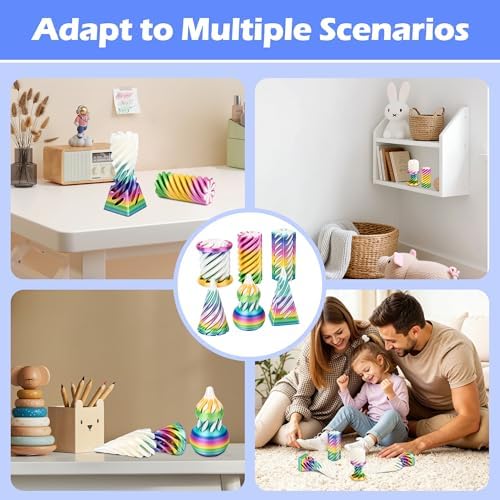 6 Pack 3D Printed Spiral Cone Fidget Toys Candy Gradient Desk Set