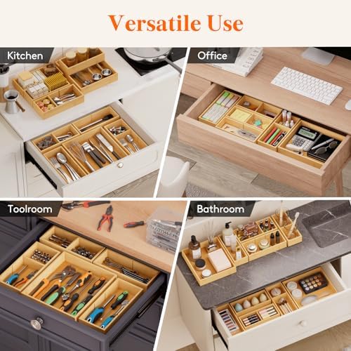 Lifewit Drawer Organizers 10 Pack(22 Grid) with 12 Inserts