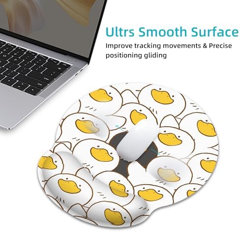 Black White Duck Ergonomic Mouse Pad with Wrist Rest for Desk Work Office