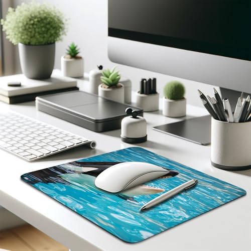 Orca Killer Whale Mouse Pad, Bright Blue Ocean Water Cute Desk Mat