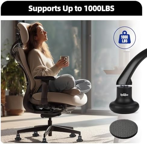 Sytopia Office Chair Bell Glides Replacement, Fixed Feet Wheel Stopper for Swivel Chairs and Stools, 7/16" x 7/8" Stem, Separate Self-Adhesive Felt Pads, Non-Slip Base, Quiet & Easy Install, 5 Pack