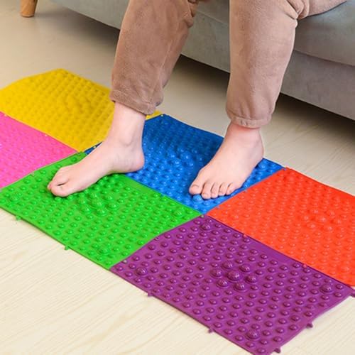 Foot Massage Mat Acupressure Reflexology Toe Plate Massage Pad Bathroom Yoga Anti-Slip Outdoor Game Punishment Mat (Purple)