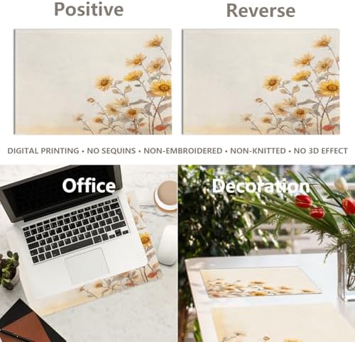 Soft Sunflowers Linen Placemats, Gentle Breeze in Field Table Mats for Table Washable Heat Insulation Thick Dining Mat, Indoor/Outdoor 12X18 in 4 Pcs