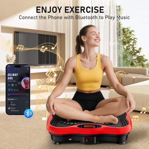 Vibration Plate Exercise Machine, 130 Levels Full Body Workout Vibrating Plate for Lymphatic Drainage Weight Loss, 450 Lbs Capacity Shake Platform with Bluetooth for Women Men