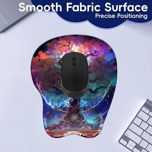 Wrist Support Mouse Pad Anti Slip Rubber Wrist Rest Mousepad 9in X 8in Small Desktop Notebook Mouse Mat for Working and Gaming (M-Tree of Life)