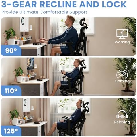 MOJAY Ergonomic Office Chair with Footrest and Lumbar Support
