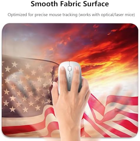 American Pride Flag Mouse Pad, Patriotic Waving Stars and Stripes Desk Mat