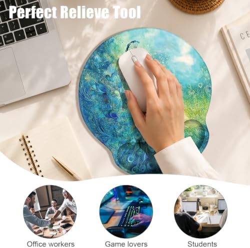 Colored Mouse Pad for Desk with Wrist Rest,Desk Accessories,Peacock