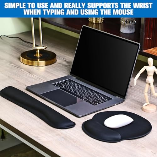 Yunsailing 4 Pcs Ergonomic Mouse Pad and Keyboard with Wrist Support Set