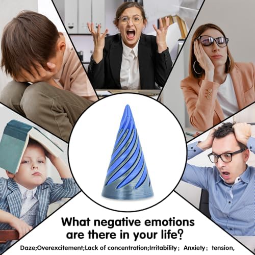 12Pcs Mini Spiral Cone Pyramid Fidget Toy, 3D Printed Impossible Cone Passthrough, Mini Vortex Thread Illusion Desk Deco, Anxiety & Stress Relief, Gift for Adults & Kids (Cone-12 PCS)