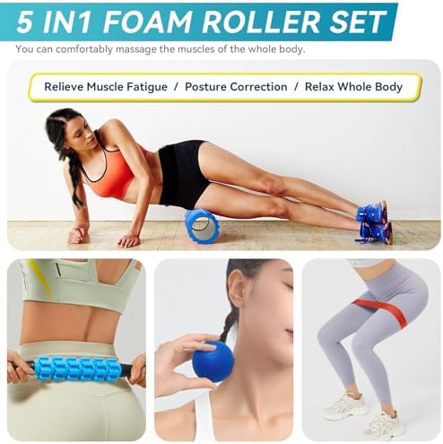 Krightlink 5 in1 Foam Roller Set High Density Foam Roller Muscle Recovery