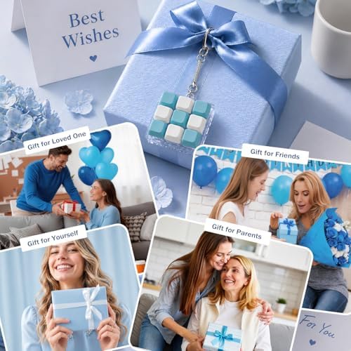Keyboard Fidget Toy, Creamy Fidget Clicker Keyboard Fidget Keychain, Button Fidget Gifts for Adults, Boost Focus & Ease Anxiety Anywhere — Perfect Stress-Relief Gift (3×3 Grid Layout A-B)