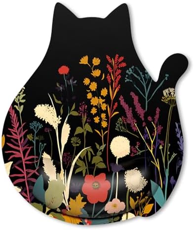 Ergonomic Mouse Pad with Wrist Rest, Cute Cat Memory Foam Padded Pain Relief Non-Slip Wrist Support Mouse Mat for Gaming Work Computer Laptop, Funny Office Supplies Desk Accessory, Plants
