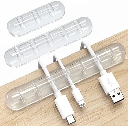 INCHOR Cord Organizer, Clear Cable Organizer Cord Holder, Wire Organizer USB Cable Management Cord Keeper, 3 Packs Cable Clips for Car Home and Office (7, 5, 3 Slots)