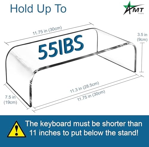AMT Premium Acrylic Monitor Stand, Clear, Monitor Riser for Laptop/PC/Multimedia Monitor/Printer Stand for Home Office (Small - 2 Pack)