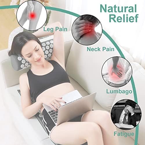XiaoMaGe 47" Acupressure Mat and Pillow Set with Carry Bag (Gray)