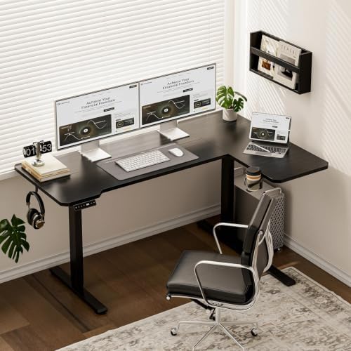 Acrolix L Shaped Electric Standing Desk,43x31.5 Reversible,Black