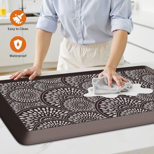 Mattitude 4/5 Inch Kitchen Mat, 17.3x28in Heavy Duty Ergonomic Comfort Foam Standing Desk Mat, Waterproof Non-Slip Standing Mats and Rugs for Kitchen, Office, Chocolate