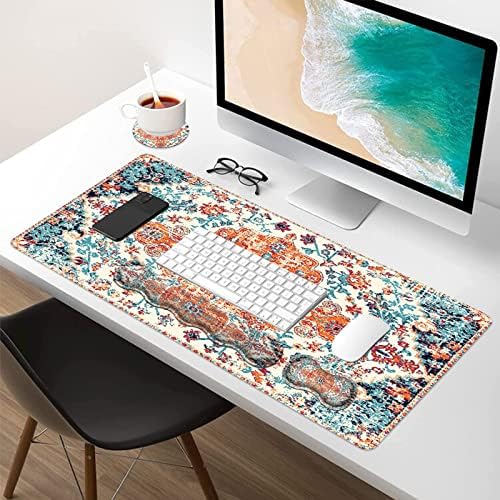 iLeadon Keyboard Mouse Pad Set, Large Boho Desk Mat with Wrist Rest