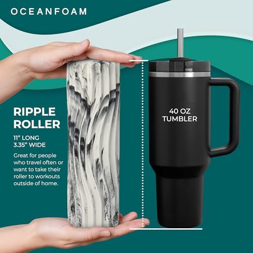 Oceanfoam Ripple Small Foam Roller for Physical Therapy (Natural Marbled)