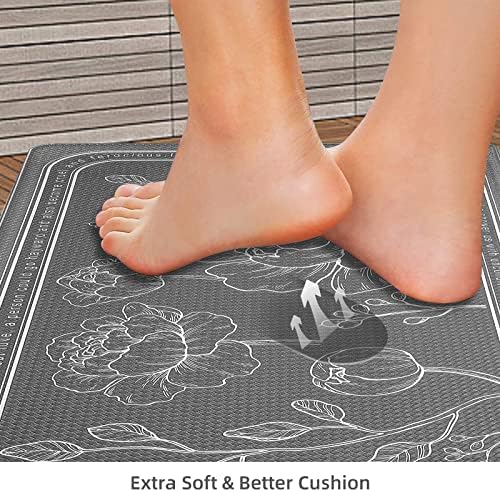Kitchen Floor Mat Set of 2, Anti Fatigue Mat 17"x47"+17"x29"