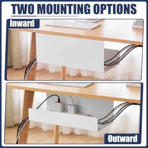 2 Pack Under Desk Cable Management Tray,Hold 11 lbs, 16 x 6 x 6 Inch, White