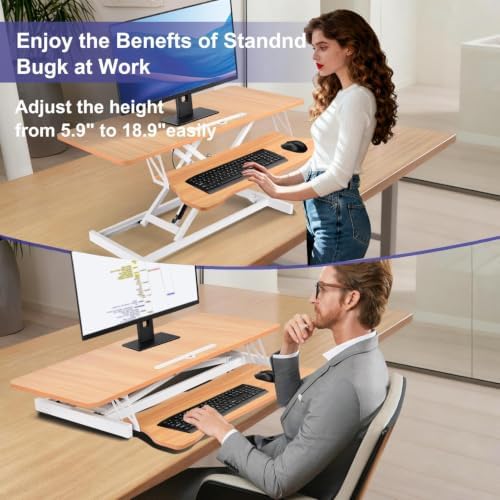 38-inch Standing Desk Converter, Height Adjustable 5.9-18.9in
