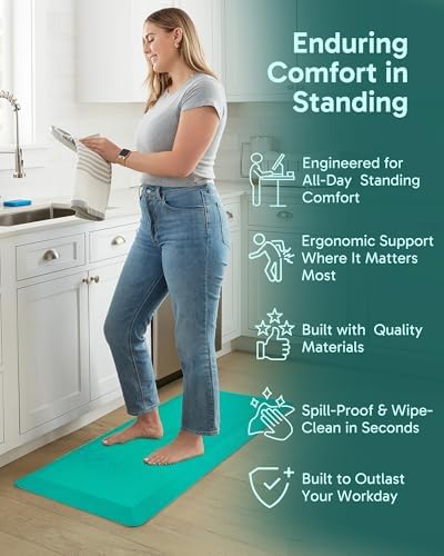 Ophanie Kitchen mats for Floor, 3/4 inch Thick, Kitchen Rugs, 20x39 Anti Fatigue Standing Cushioned Mat,Waterproof,Comfort Ergonomic mat for Office, Home,Sink with 99+ Pairs of Anti-Slip Bottom Ridges