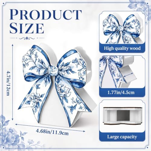 Tenceur Chinoiserie bow Pencil Holder for Desk Large Capacity Bow Wood Pen Holder Coquette Desk Organizer Cute Teacher Office Decor Makeup Brush School Supplies Back to School Gift for Girls Women