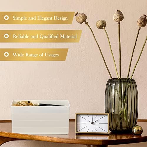 Teling 4 Pack Stackable Drawer Organizer 9.5 x 3 x 1.4 Inch, Shallow, White